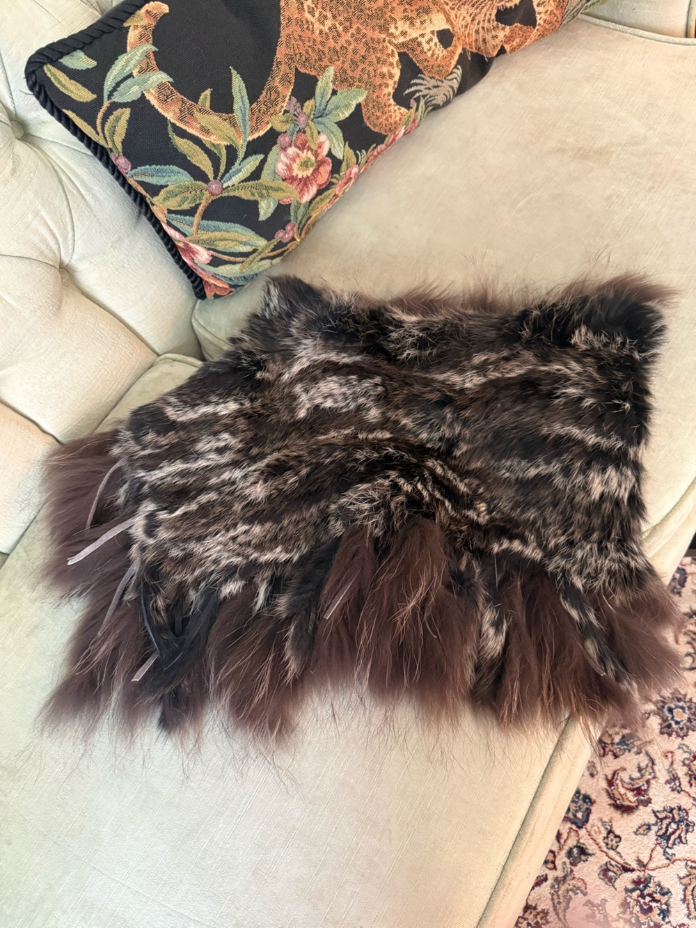 🤎🖤 FURLUX Genuine Fur Cowl Scarf Wrap Luxury Winter Accessory Quebec Designer - Picture 9 of 13